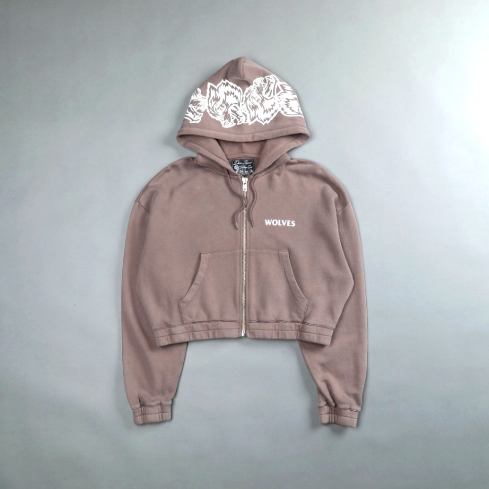 HALO "VINTAGE CHAMBERS" (CROPPED) ZIP HOODIE IN MOJAVE BROWN